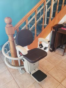 Curved Stairlift -The Pilot Navigator E604 with Brown Seat